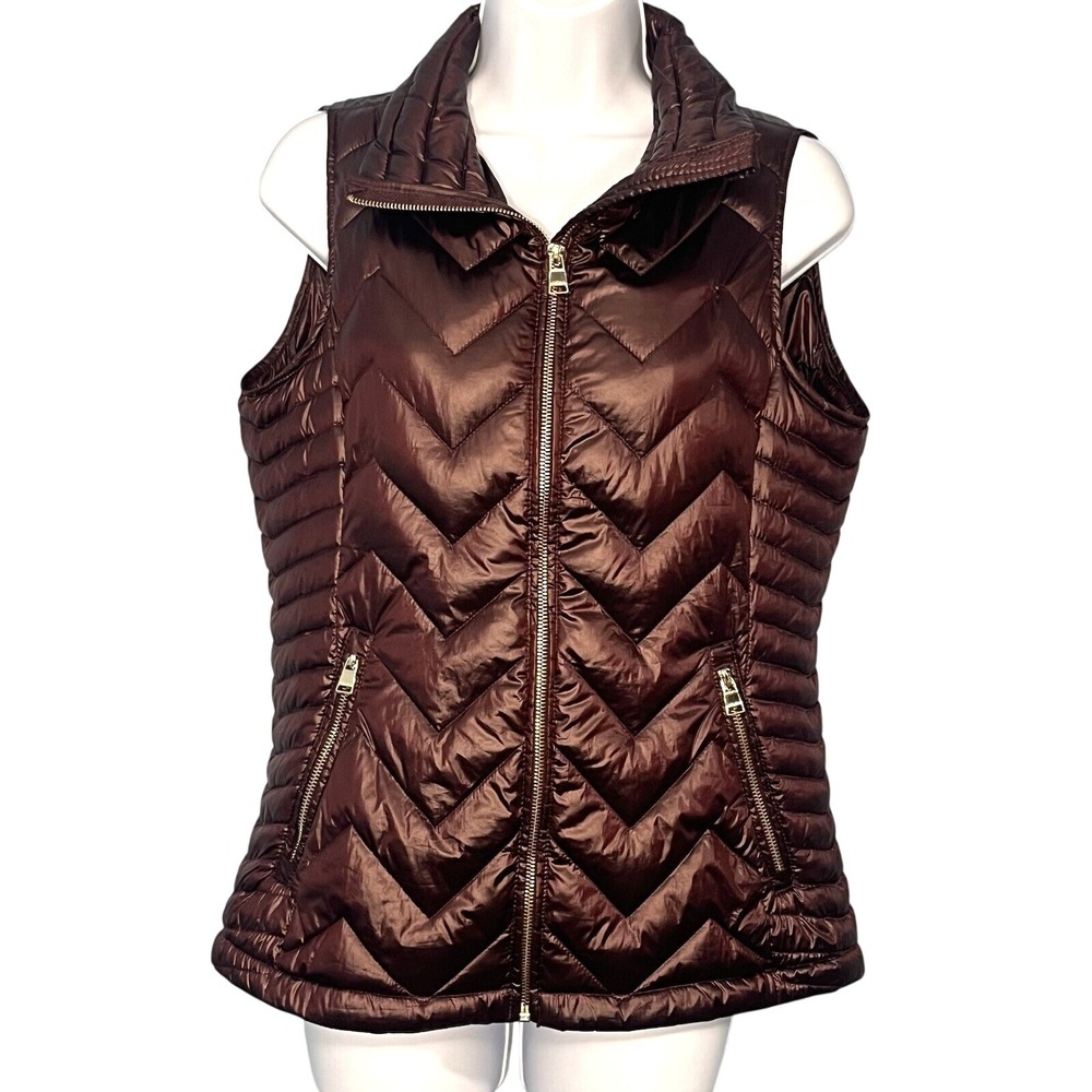 Calvin Klein Womens Lightweight‎ Packable Down Puffer Vest Womens Small Burgundy